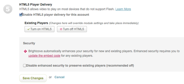 How to enable HTML5 player delivery