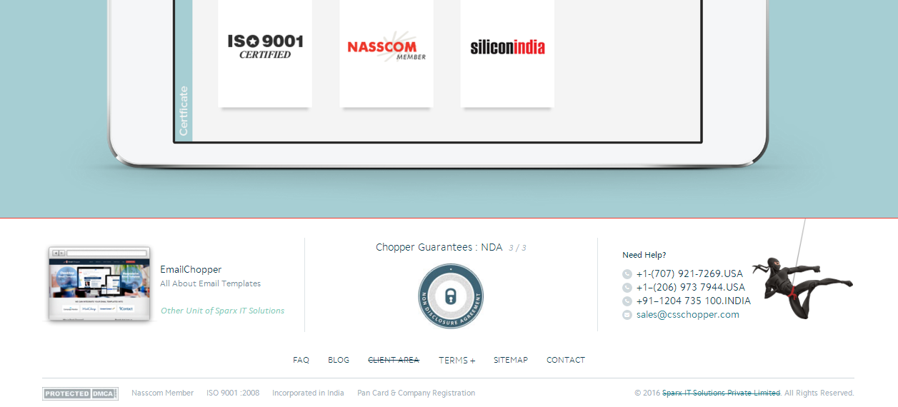 Footer design of CSSChopper