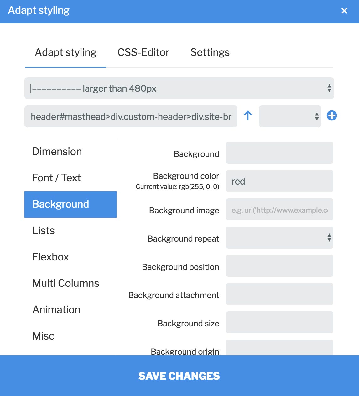 Add CSS styles to WordPress page